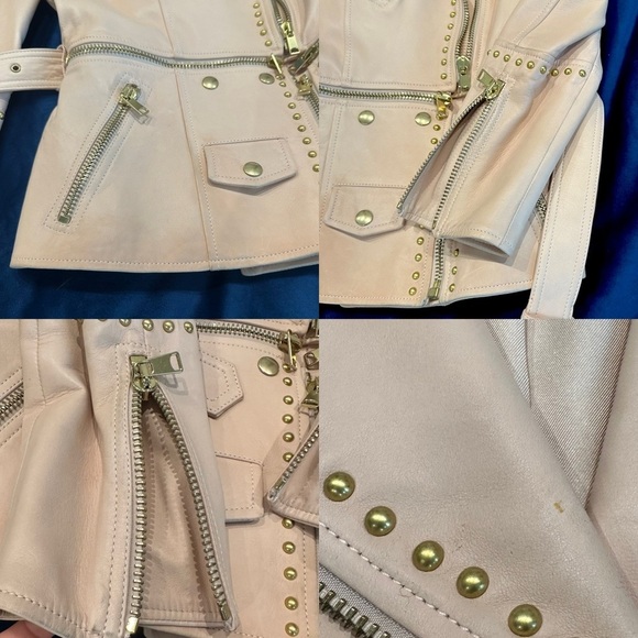 Alexander McQueen Belted Blush Leather Stud Zipper Jacket 40/S - Picture 8 of 14
